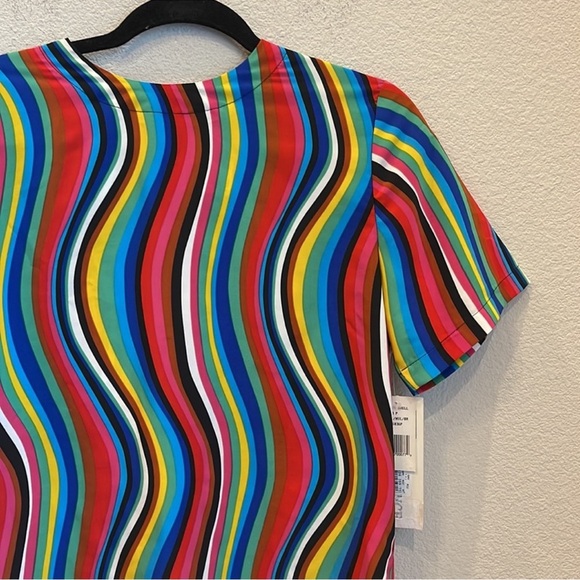 Vintage 80’s NWT Deadsock Renaissance Wavy Rainbow Stripe Top Size Small - Picture 5 of 8